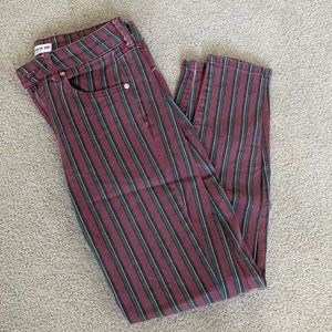Maroon striped jeans
